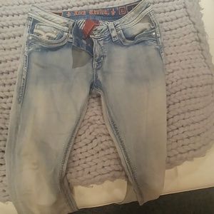 Rock revival boot cut acid dyed jeans